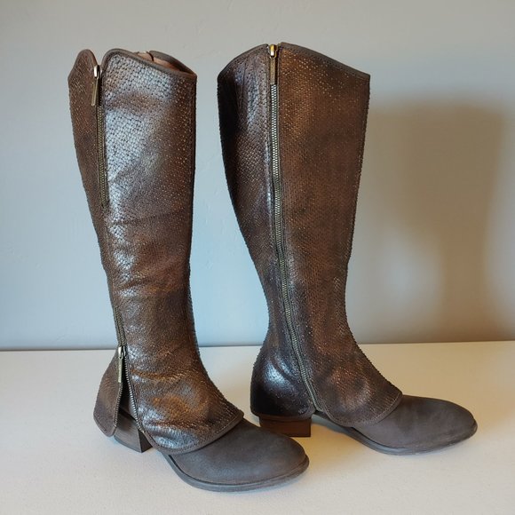 Donald Pilner Brown Leather Devi Riding Boot - Picture 2 of 11